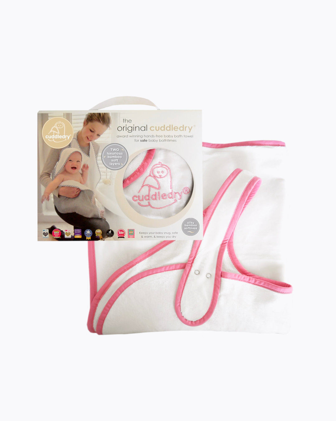 Cuddledry | hands free baby towel | pink