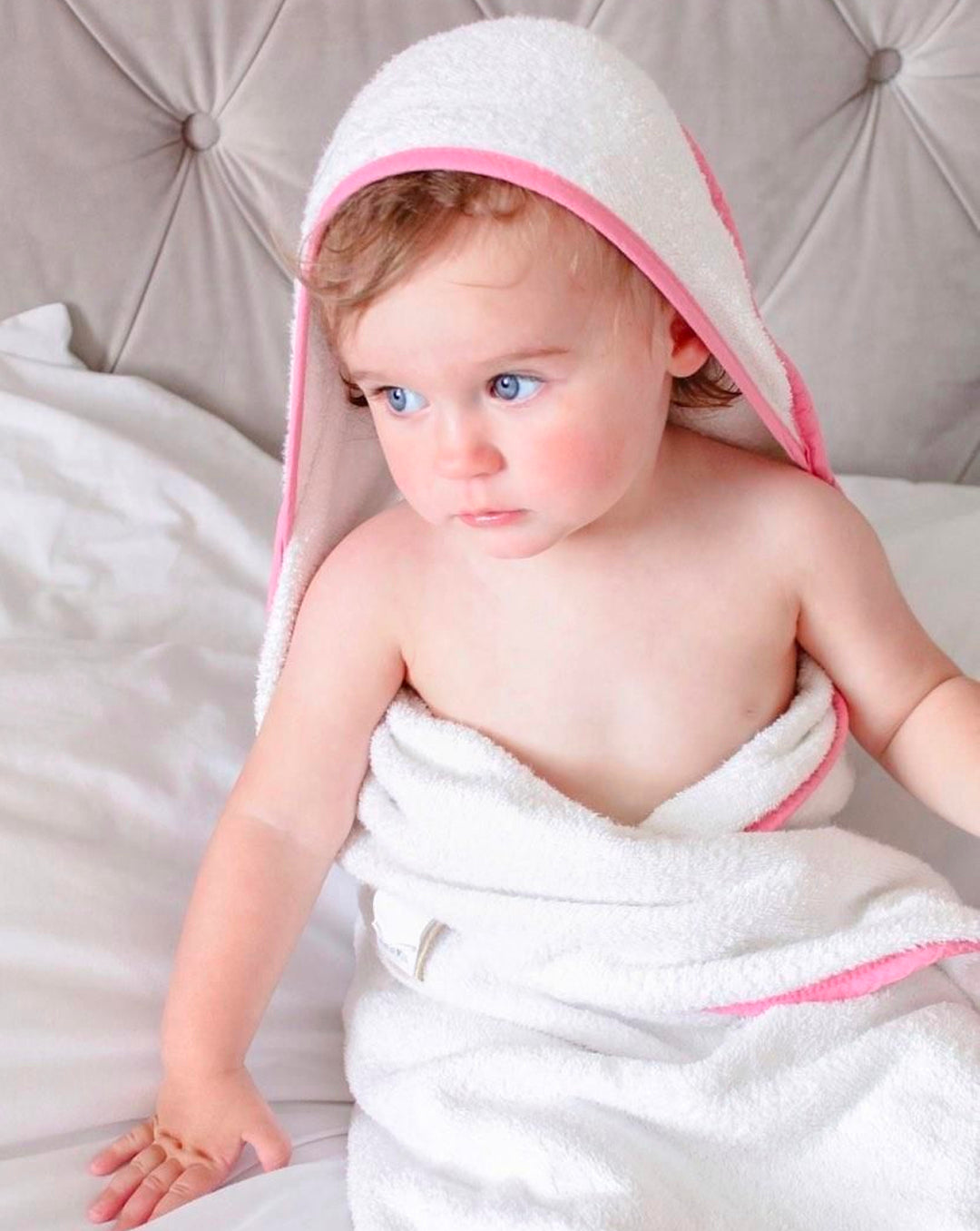 Cuddledry | hands free baby towel | pink | personalised